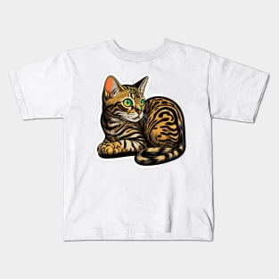 Exotic Bengal Cat Sticker - Premium Quality Kids T-Shirt